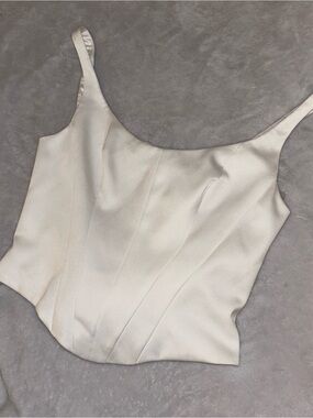 David’s bridal Cream Satin Scoop Neck corset Top NWT